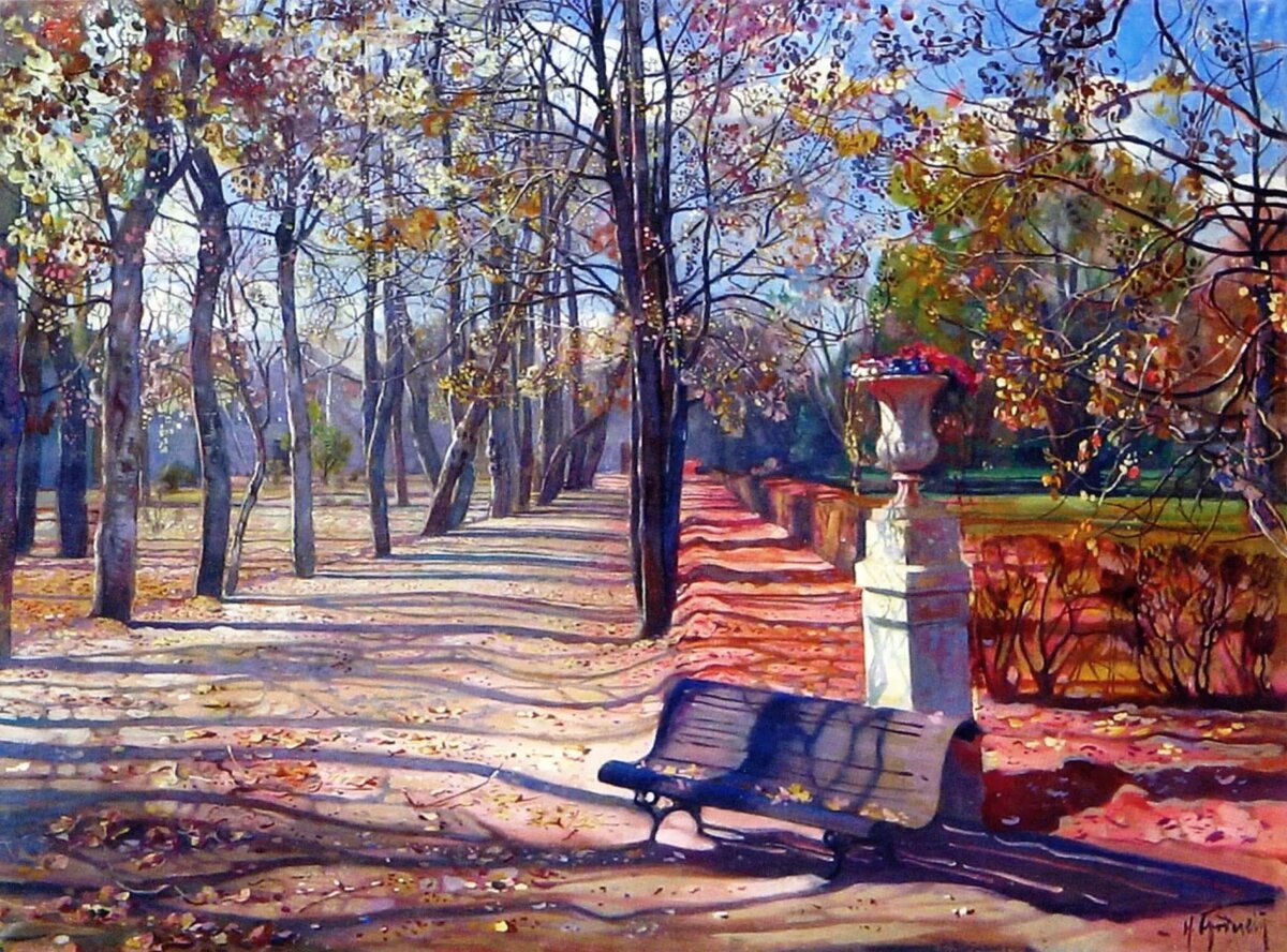 Картина бродского летний сад осенью