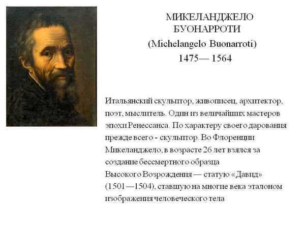 Самые известные скульптуры микеланджело буонарроти + фото