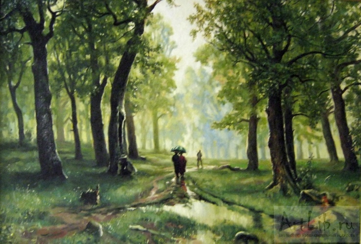 «дождь в дубовом лесу» картина шишкина ивана. год  1891. описание
