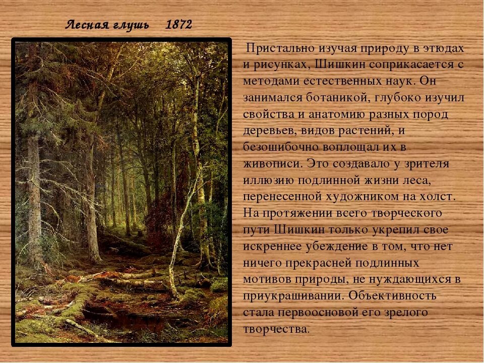 Сочинение по картине шишкина «лесная глушь». лесная глушь картина шишкина